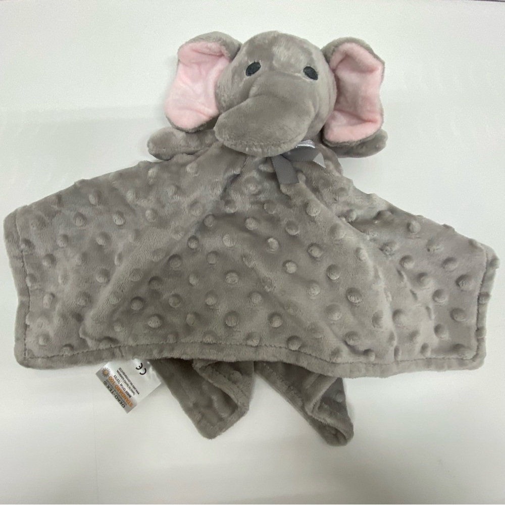 Elephant Lovey Security Blanket Crevent Gray Minky Dots Baby Plush Stuffed Toy